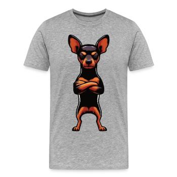 Pinscher miniature Pinscher Pinscher Pinscher Propriétaire Minpin - T-shirt bio Premium Homme - gris chiné - Devant - Damien (186cm)