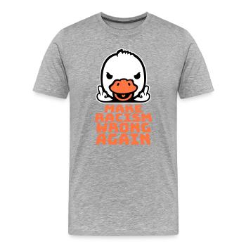 Goose Make Racism Wrong Again Militant du Majeur - T-shirt bio Premium Homme - gris chiné - Devant - Damien (186cm)