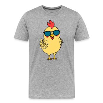 Poussin avec des lunettes de soleil - T-shirt bio Premium Homme - gris chiné - Devant - Damien (186cm)
