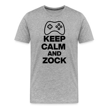 KEEP CALM AND GAMBLE! GAMING GAMER CONSOLE PC black - Men's Premium Organic T-Shirt - heather grey - Front - Damien (186cm)