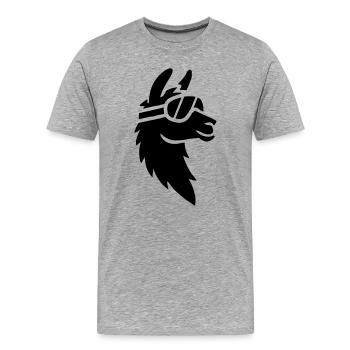 Lama mit Skibrille - Männer Premium Bio T-Shirt - Grau meliert - Vorne - Damien (186cm)