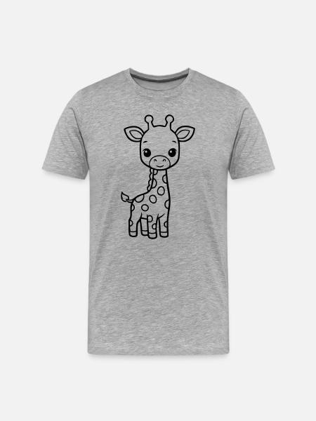 Bébé girafe mignonne – Noir & Blanc - T-shirt bio Premium Homme - gris chiné