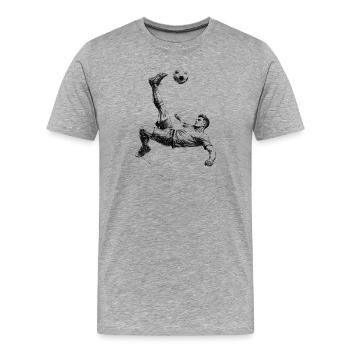 Overhead kick footballer sketch dynamic - Men's Premium Organic T-Shirt - heather grey - Front - Damien (186cm)