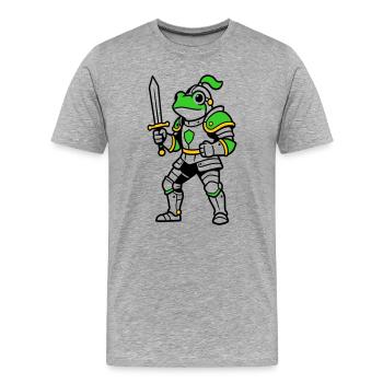 Chevalier Grenouille - T-shirt bio Premium Homme - gris chiné - Devant - Damien (186cm)