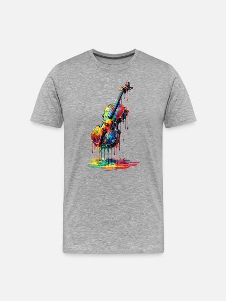 Violin med dryppende maling - Herre Premium T-shirt økologisk - grå meleret