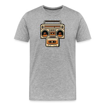 Retro Boombox Grafik Orange - Männer Premium Bio T-Shirt - Grau meliert - Vorne - Damien (186cm)