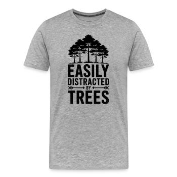 Arbres, Arbres, Arbres, Drôles d’Arbres, Cadeau - T-shirt bio Premium Homme - gris chiné - Devant - Damien (186cm)
