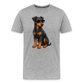 Doberman Lunettes de soleil cool Ami fidèle - T-shirt bio Premium Homme - gris chiné - Devant - Damien (186cm)