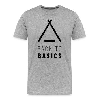 Retour aux bases | Camping & Bushcraft | Tente - T-shirt bio Premium Homme - gris chiné - Devant - Damien (186cm)