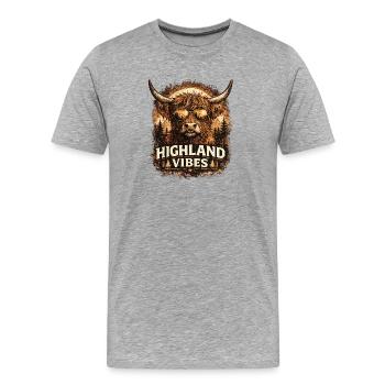 Ambiances des Highlands en sépia - T-shirt bio Premium Homme - gris chiné - Devant - Damien (186cm)