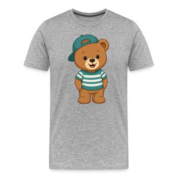 Cuddly Bear Teddy Bear - Men's Premium Organic T-Shirt - heather grey - Front - Damien (186cm)