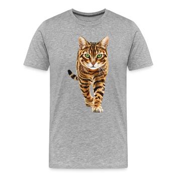 Bengalen - Männer Premium Bio T-Shirt - Grau meliert - Vorne - Damien (186cm)