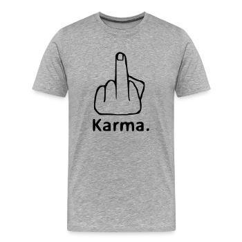 Doigts puants, karma - T-shirt bio Premium Homme - gris chiné - Devant - Damien (186cm)