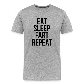 eat sleep fart repeat - T-shirt bio Premium Homme - gris chiné - Devant - Damien (186cm)