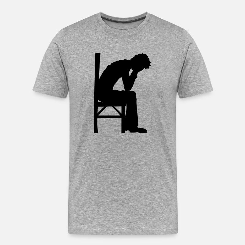 Depression sitzend Design - Männer Premium Bio T-Shirt - Grau meliert