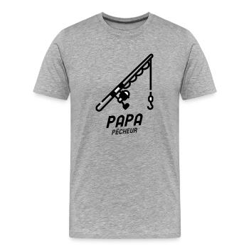 Cadeau papa "pêcheur" - T-shirt bio Premium Homme - gris chiné - Devant - Damien (186cm)