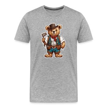 Lederhosen / Animal / Traditional costume / Tradition / Bear - Men's Premium Organic T-Shirt - heather grey - Front - Damien (186cm)