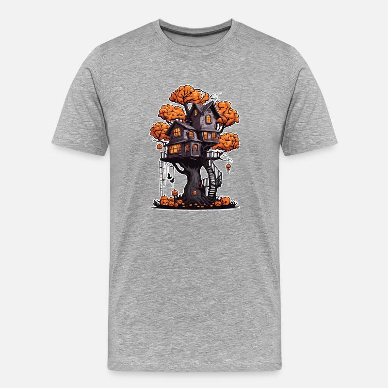 Baumhaus / Baumkrone / Baumhütte / Abenteuer - Männer Premium Bio T-Shirt - Grau meliert