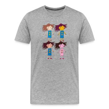 Quatre Filles Drôle - T-shirt bio Premium Homme - gris chiné - Devant - Damien (186cm)