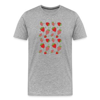 erdbeeren feld - Männer Premium Bio T-Shirt - Grau meliert - Vorne - Damien (186cm)