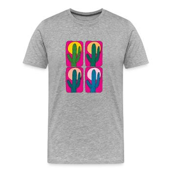 Cactus Mexique 4 plis - T-shirt bio Premium Homme - gris chiné - Devant - Damien (186cm)