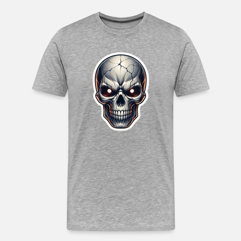 Schädel - Männer Premium Bio T-Shirt - Grau meliert