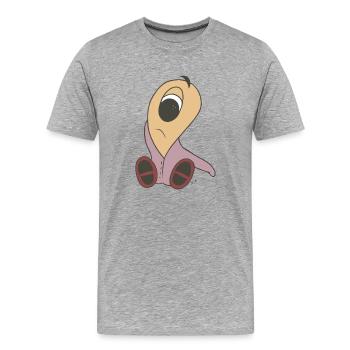 Sweet sad baby alien looking for mom - Men's Premium Organic T-Shirt - heather grey - Front - Damien (186cm)
