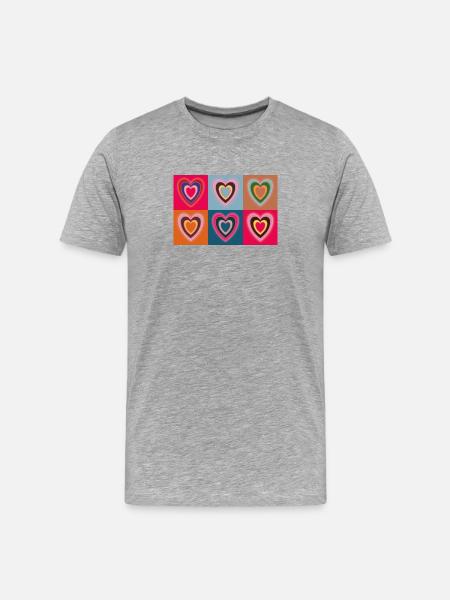 Pop Heart - Männer Premium Bio T-Shirt - Grau meliert