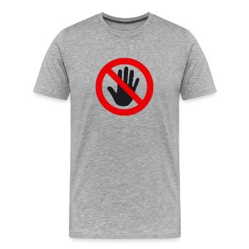 anfassen verboten - Männer Premium Bio T-Shirt - Grau meliert - Vorne - Damien (186cm)