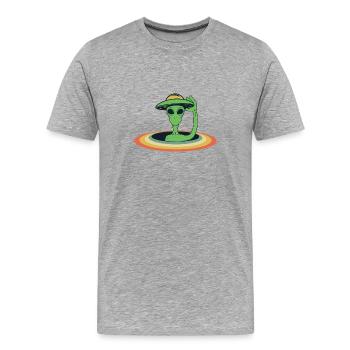 alien hat - Men's Premium Organic T-Shirt - heather grey - Front - Damien (186cm)