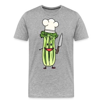SELLERIE GEMÜSE KOCH HOBBYKOCH KOCHKUNST - Männer Premium Bio T-Shirt - Grau meliert - Vorne - Damien (186cm)