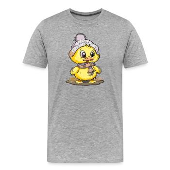 Cute duck with scarf and bobble hat. - Men's Premium Organic T-Shirt - heather grey - Front - Damien (186cm)