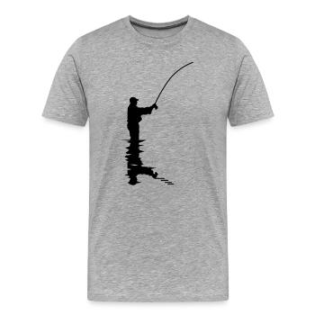 Angler - Männer Premium Bio T-Shirt - Grau meliert - Vorne - Damien (186cm)