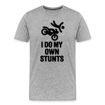 I do my own stunts motorcycle cruiser accident biker - Men's Premium Organic T-Shirt - heather grey - Front - Damien (186cm)