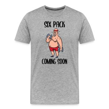 Drôles de phrases Haltère court Fitness - T-shirt bio Premium Homme - gris chiné - Devant - Damien (186cm)