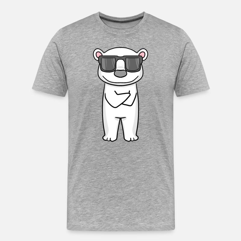 cooler Eisbär mit Sonnenbrille - Männer Premium Bio T-Shirt - Grau meliert