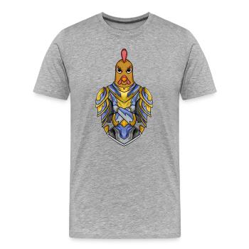 Knight Chicken with Armor Crusader - Men's Premium Organic T-Shirt - heather grey - Front - Damien (186cm)