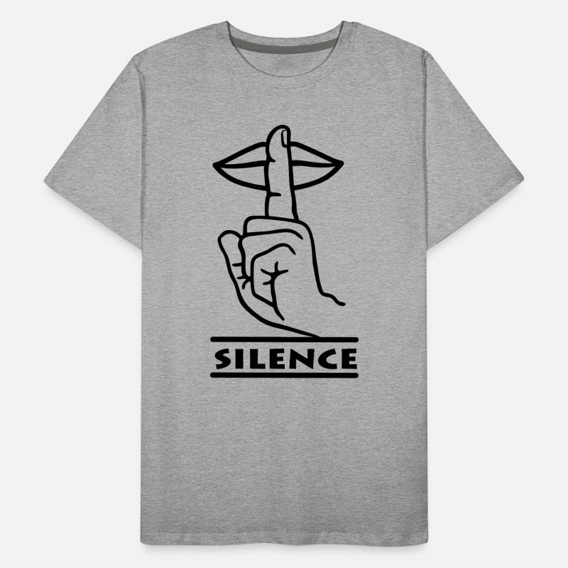 Main avec doigt silence geste de la main 'SILENCE' T-shirt bio Premium Homme