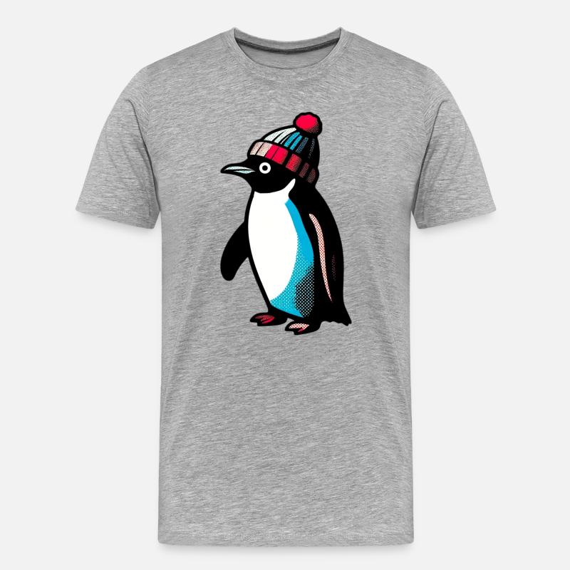 Pinguin - Männer Premium Bio T-Shirt - Grau meliert