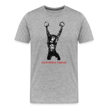 Calisthenics Evolution - Anneaux de gymnastique - T-shirt bio Premium Homme - gris chiné - Devant - Damien (186cm)