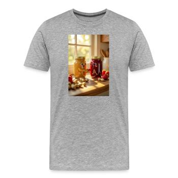 Jars de Confiture Amusants et Chaleureux - T-shirt bio Premium Homme - gris chiné - Devant - Damien (186cm)