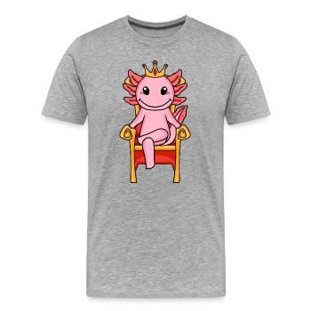 Axolotl König auf Thron - Männer Premium Bio T-Shirt - Grau meliert - Vorne - Damien (186cm)