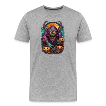 Halloween Démoniaque - T-shirt bio Premium Homme - gris chiné - Devant - Damien (186cm)