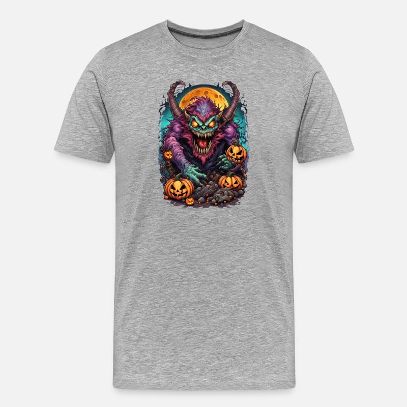 Dämon Halloween  - Männer Premium Bio T-Shirt - Grau meliert