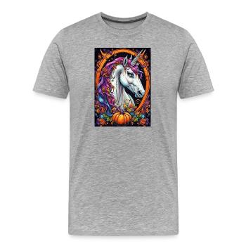 Farbtraum Unicorn im Herbstring - Männer Premium Bio T-Shirt - Grau meliert - Vorne - Damien (186cm)