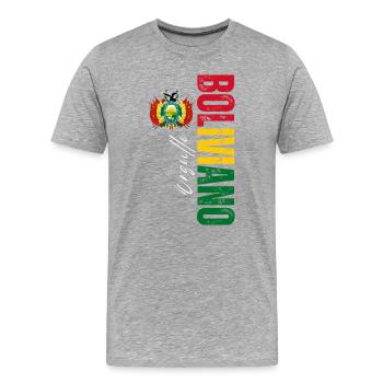 Orgueil bolivienne, conception verticale - T-shirt bio Premium Homme - gris chiné - Devant - Damien (186cm)