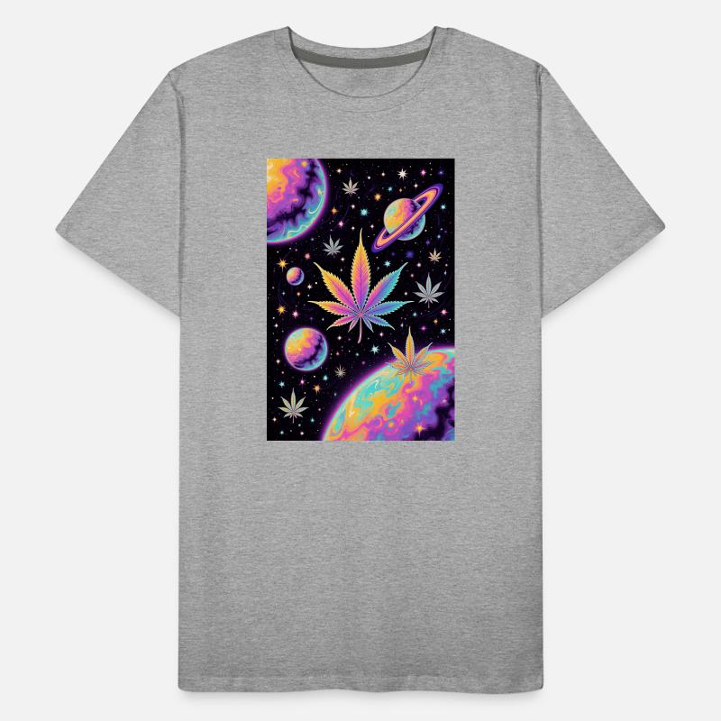 Psychedelic Space Cannabis Pattern Men's Premium Organic T-Shirt