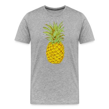 Ripe Pineapple Yellow Stylized Drawing - Men's Premium Organic T-Shirt - heather grey - Front - Damien (186cm)