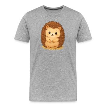 Cuddly hedgehog on hay - Men's Premium Organic T-Shirt - heather grey - Front - Damien (186cm)