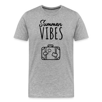 Valse de voyage Summer Vibes - T-shirt bio Premium Homme - gris chiné - Devant - Damien (186cm)
